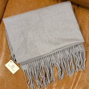 NWT | Pretty Persuasions Light Gray Fringe Scarf